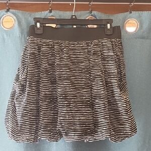 a'gaci Black and White Striped A-Line Skirt